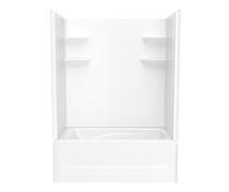 VP6036CTSM2AL/R 60 x 36 Solid Surface Alcove Right Hand Drain Four Piece Tub Shower in White