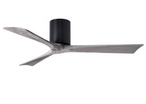 Irene-3H three-blade flush mount paddle fan in Matte Black finish with 52 solid barn wood tone blades. 