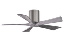Irene-5H five-blade flush mount paddle fan in Brushed Pewter finish with 42 solid barn wood tone blades. 