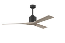 Nan 6-speed ceiling fan in Matte Black finish with 60 solid gray ash tone wood blades