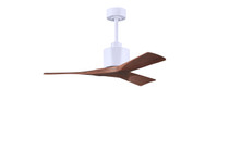 Nan 6-speed ceiling fan in Matte White finish with 42 solid walnut tone wood blades