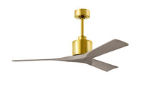 Nan 6-speed ceiling fan in Brushed Brass finish with 52 solid gray ash tone wood blades