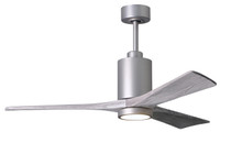 Patricia-3 three-blade ceiling fan in Brushed Nickel finish with 52 solid barn wood tone blades and dimmable LED light kit 
