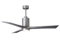 Patricia-3 three-blade ceiling fan in Brushed Nickel finish with 60 solid barn wood tone blades and dimmable LED light kit 