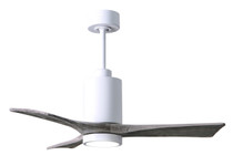 Patricia-3 three-blade ceiling fan in Gloss White finish with 42 solid barn wood tone blades and dimmable LED light kit 