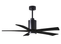 Patricia-5 five-blade ceiling fan in Matte Black finish with 52 solid matte black wood blades and dimmable LED light kit 