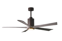 Patricia-5 five-blade ceiling fan in Textured Bronze finish with 60 solid barn wood tone blades and dimmable LED light kit 