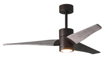 Super Janet three-blade ceiling fan in Textured Bronze finish with 52 solid barn wood tone blades and dimmable LED light kit 