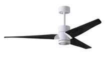 Super Janet three-blade ceiling fan in Gloss White finish with 60 solid matte blade wood blades and dimmable LED light kit 