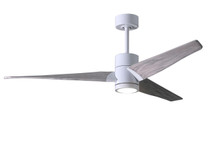 Super Janet three-blade ceiling fan in Gloss White finish with 52 solid barn wood tone blades and dimmable LED light kit 