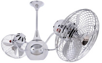 Vent-Bettina 360° dual headed rotational ceiling fan in polished chrome finish with metal blades for damp location.