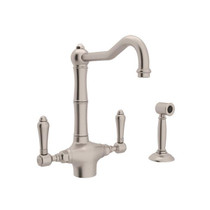 Acqui® Two Handle Kitchen Faucet With Side Spray Satin Nickel