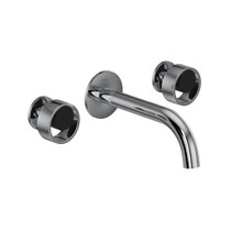 Eclissi Wall Mount Lavatory Faucet With C-Spout Polished Chrome/Matte Black