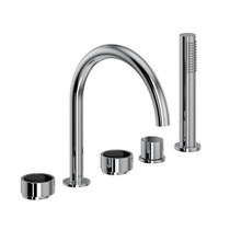 Eclissi 5-Hole Deck Mount Tub Filler With C-Spout Polished Chrome/Matte Black