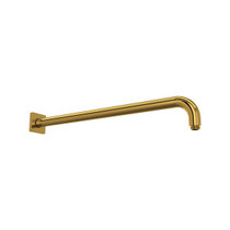 20" Reach Wall Mount Shower Arm With Square Escutcheon Unlacquered Brass