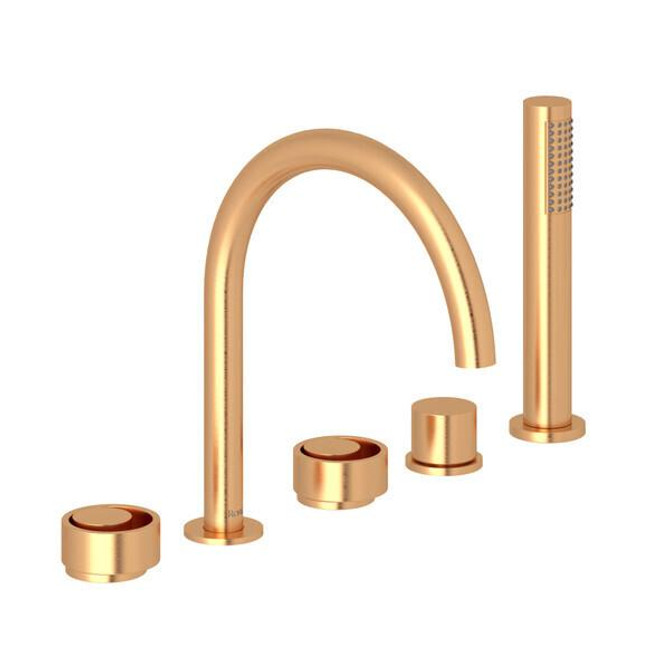 Eclissi 5-Hole Deck Mount Tub Filler With C-Spout Satin Gold