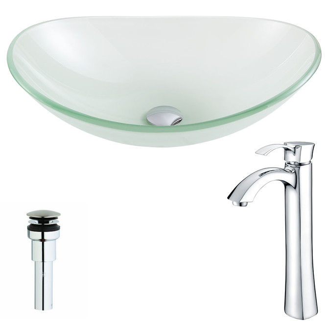 Forza Series Deco-Glass Vessel Sink in Lustrous Frosted with Harmony Faucet in Chrome