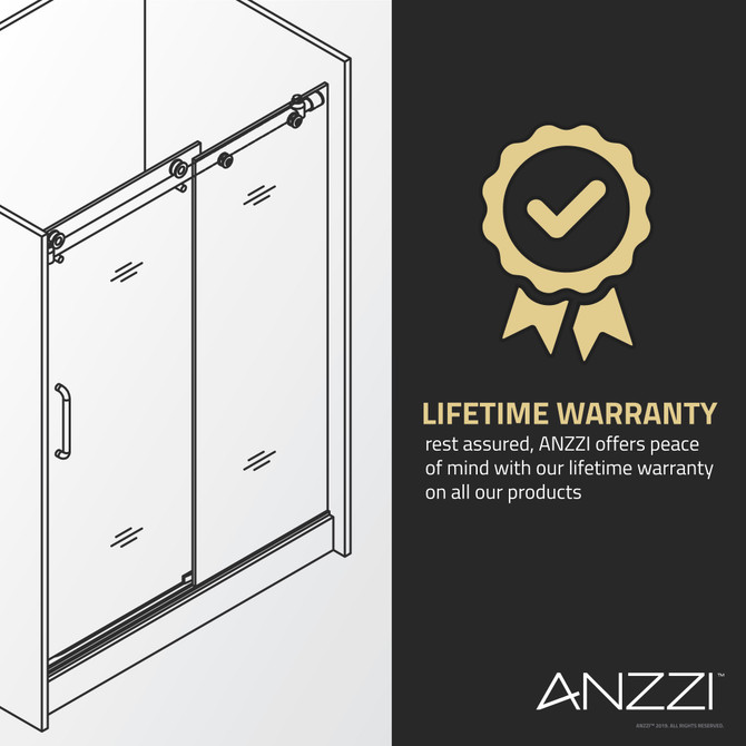 ANZZI Enchant 70-in. x 60.4-in. Framed Sliding Shower Door in Brushed Gold