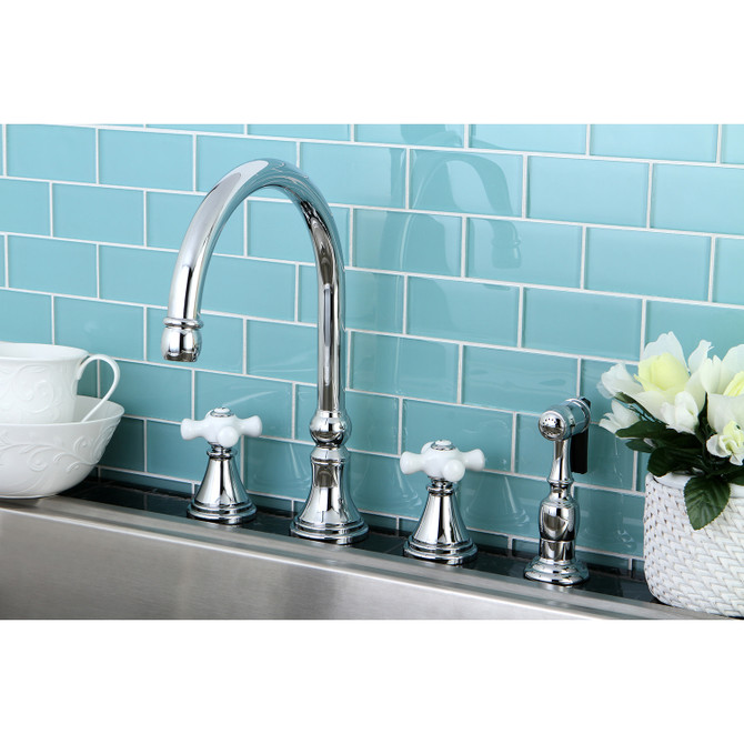 Kingston Brass KS2791PXBS Widespread Kitchen Faucet, Polished Chrome