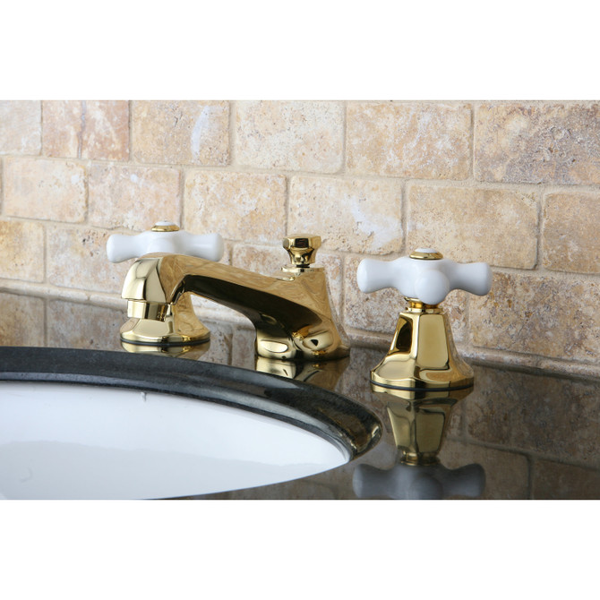 Kingston Brass KS4462PX 8 in. Widespread Bathroom Faucet, Polished Brass