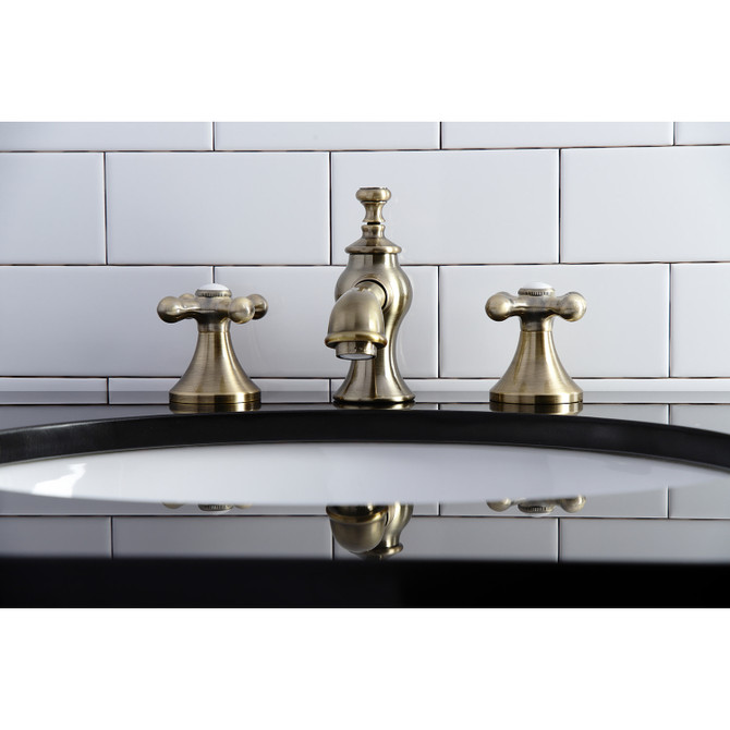 Kingston Brass KC7063AX Vintage 8 in. Widespread Bathroom Faucet, Antique Brass