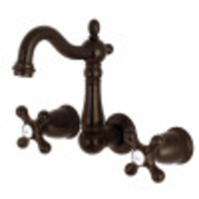 Kingston Brass KS1225AX Heritage Wall Mount Bathroom Faucet, Oil Rubbed Bronze