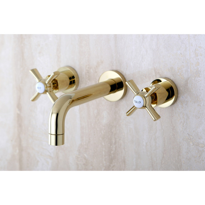 Kingston Brass KS8122ZX Millennium 2-Handle Wall Mount Bathroom Faucet, Polished Brass