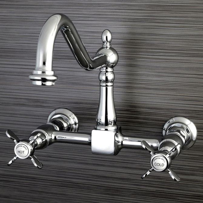 Kingston Brass KS1241BEX Essex Wall Mount Bridge Kitchen Faucet, Polished Chrome