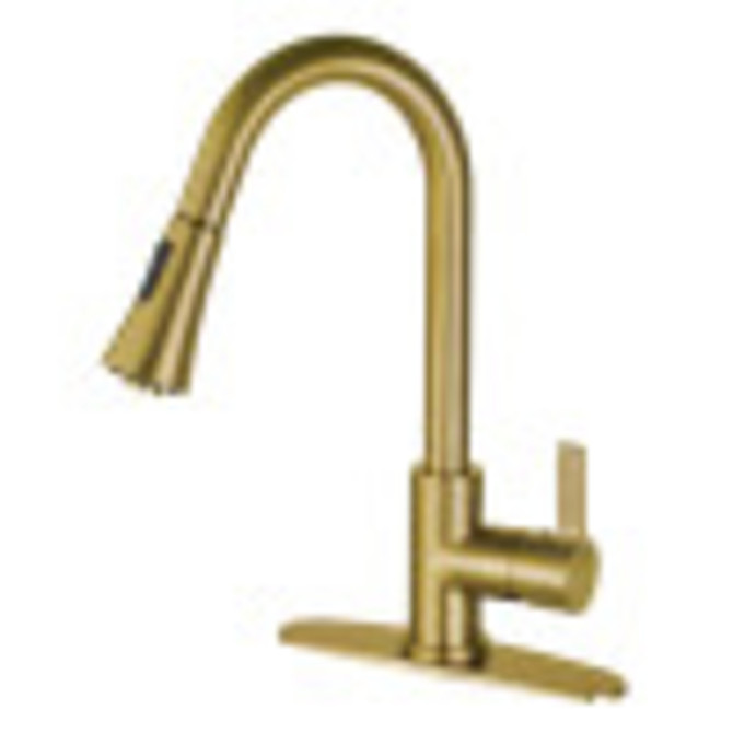 Gourmetier LS8723CTL Continental Single-Handle Pull-Down Kitchen Faucet, Brushed Brass