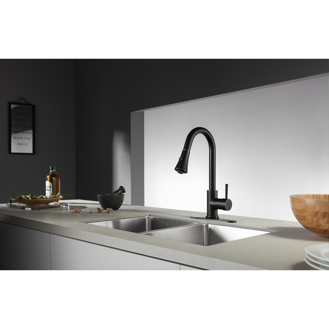 Gourmetier LS8726DL Concord Single-Handle Pull-Down Kitchen Faucet, Naples Bronze