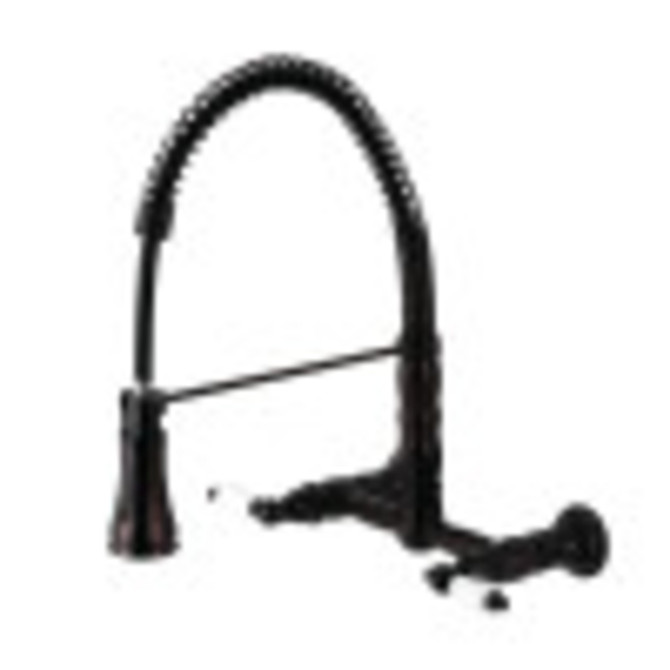 Gourmetier GS1245PL Heritage Two-Handle Wall-Mount Pull-Down Sprayer Kitchen Faucet, Oil Rubbed Bronze