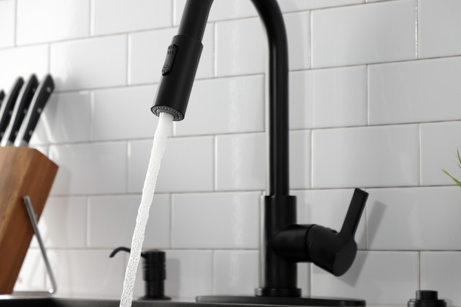 Gourmetier LS8780CTL Continental Single-Handle Pull-Down Kitchen Faucet, Matte Black