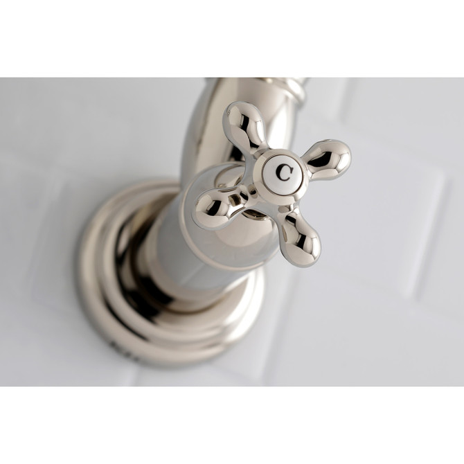 Kingston Brass KS3106AX Restoration Wall Mount Pot Filler Kitchen Faucet, Polished Nickel