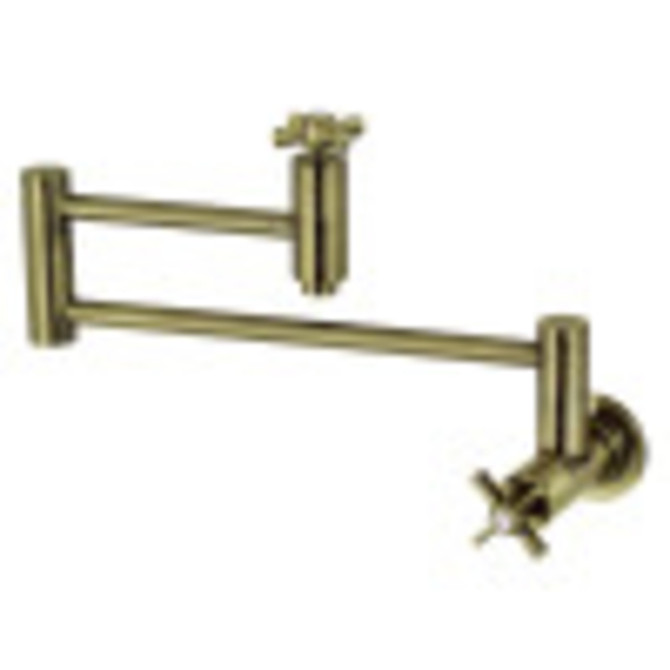 Kingston Brass KS8103ZX Millennium Wall Mount Pot Filler Kitchen Faucet, Antique Brass