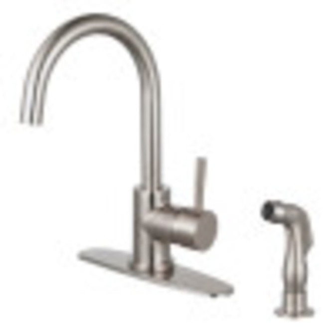 Kingston Brass LS8578DLSP Concord Single-Handle Kitchen Faucet with Side Sprayer, Brushed Nickel