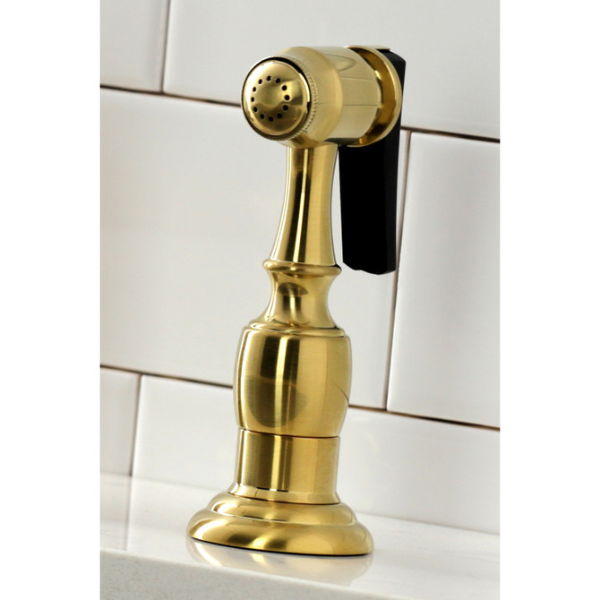 Kingston Brass KS1277ALBS Heritage Bridge Kitchen Faucet with Brass Sprayer, Brushed Brass