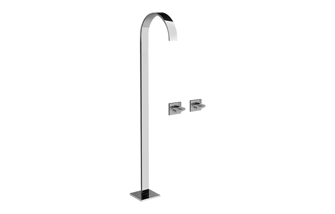 Sade Floor-Mounted Tub Filler w/Wall-Mounted Handles