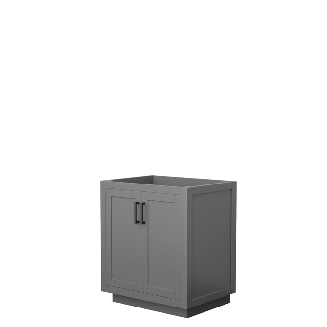 Miranda 30 Inch Single Bathroom Vanity in Dark Gray, No Countertop, No Sink, Matte Black Trim