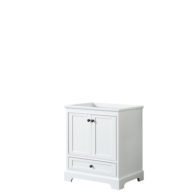 Deborah 30 Inch Single Bathroom Vanity in White, No Countertop, No Sink, Matte Black Trim