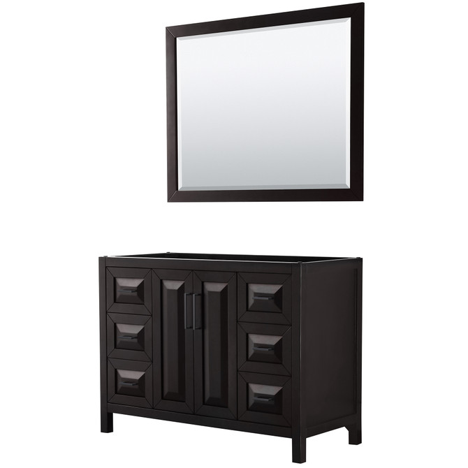 Daria 48 Inch Single Bathroom Vanity in Dark Espresso, No Countertop, No Sink, Matte Black Trim, 46 Inch Mirror