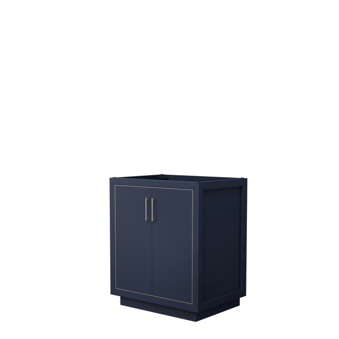 Icon 30 Inch Single Bathroom Vanity in Dark Blue, No Countertop, No Sink, Brushed Nickel Trim