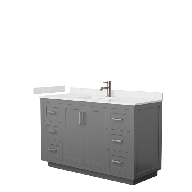 Miranda 54 Inch Single Bathroom Vanity in Dark Gray, Carrara Cultured Marble Countertop, Undermount Square Sink, Brushed Nickel Trim