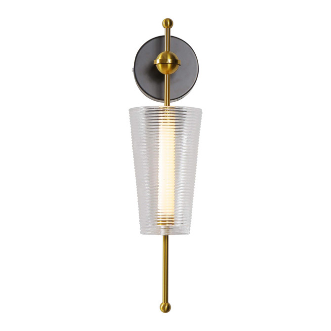 VONN Toscana VAW1101AB 5" Integrated LED Wall Sconce Lighting Fixture with Glass Shade in Antique Brass