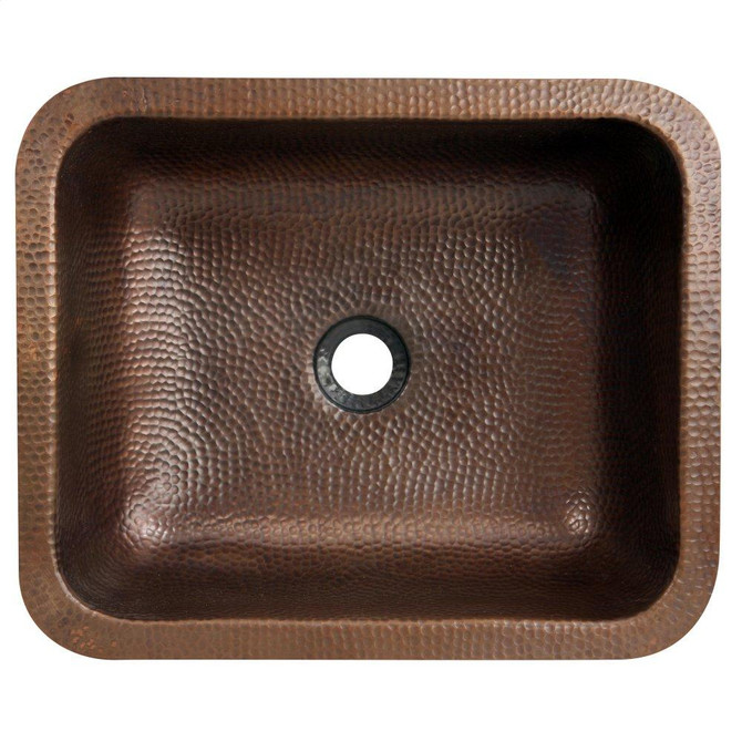 Nantucket Sinks' REHC - 17 Inch X 14 Inch Hammered Copper Rectangle Undermount Bathroom Sink, 1.5 Inch Drain