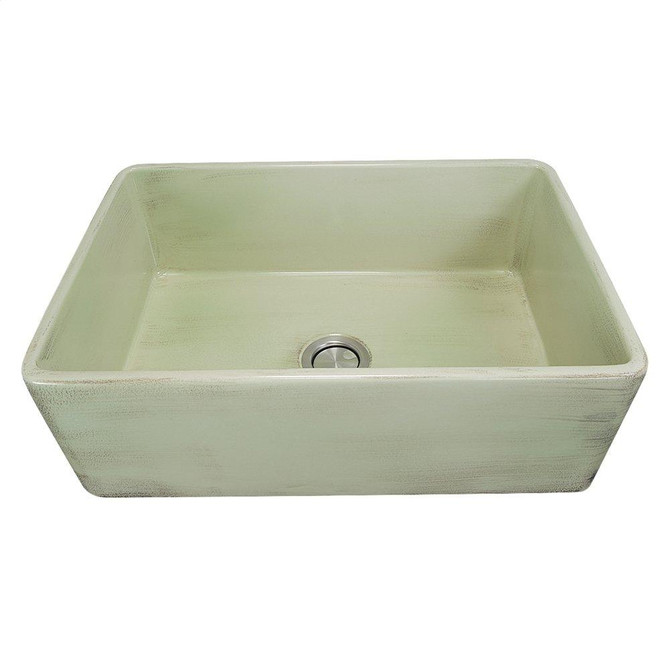 Nantucket Sinks 30-Inch Farmhouse Fireclay Sink with Shabby Green Finish