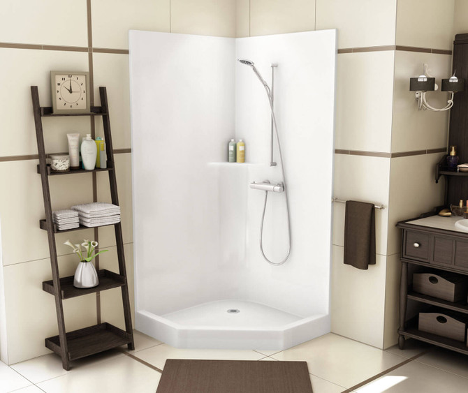 CSS40 42 x 42 AcrylX Corner Center Drain One-Piece Shower in White