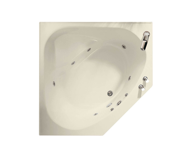 Tandem 5454 Acrylic Corner Center Drain Whirlpool Bathtub in Bone