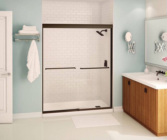 Kameleon 55-59 x 71 in. 6 mm Bypass Shower Door for Alcove Installation with Clear glass in Dark Bronze