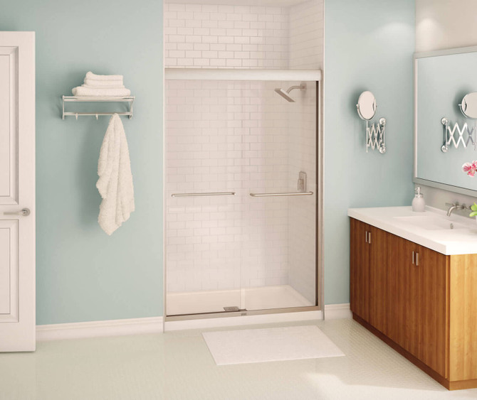 Kameleon 43-47 x 71 in. 8 mm Bypass Shower Door for Alcove Installation with Clear glass in Brushed Nickel
