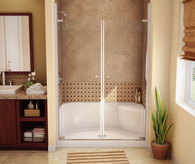 SPS 3448 AFR AcrylX Alcove Shower Base with Center Drain in White